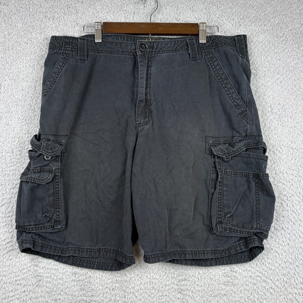 Lee Cargo Shorts Mens 38 Black Cotton Multi Pocket Workwear Gorpcore Utility